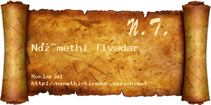 Némethi Tivadar névjegykártya